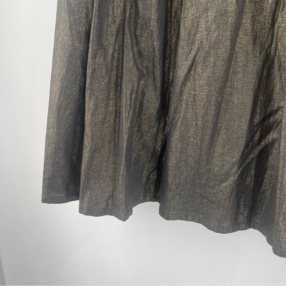 BCBGMAXAZRIA Skirt Size 4 Gold Black Pleated High Waisted A-Line Business Casual - Picture 6 of 14